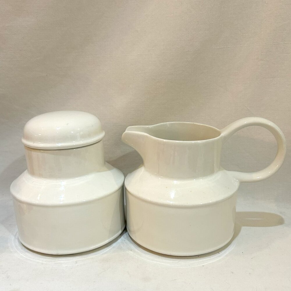 Vintage Midwinter Stonehenge Ceramic Lidded Sugar Bowl & Creamer England